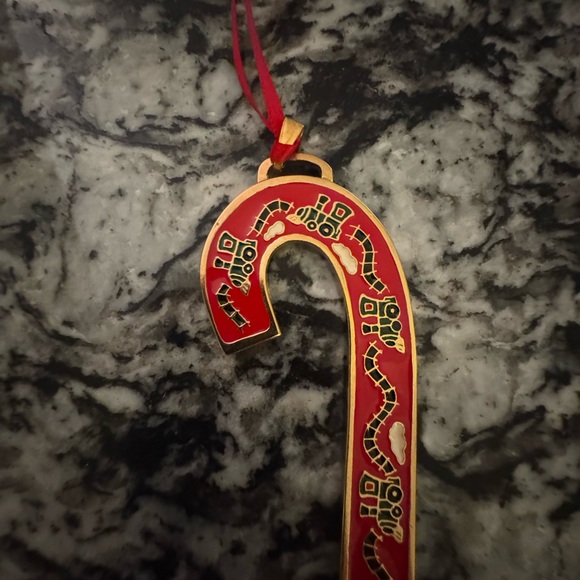 Wallace Red Candy Cane Ornament with Trains 2004 Christmas - Picture 2 of 5
